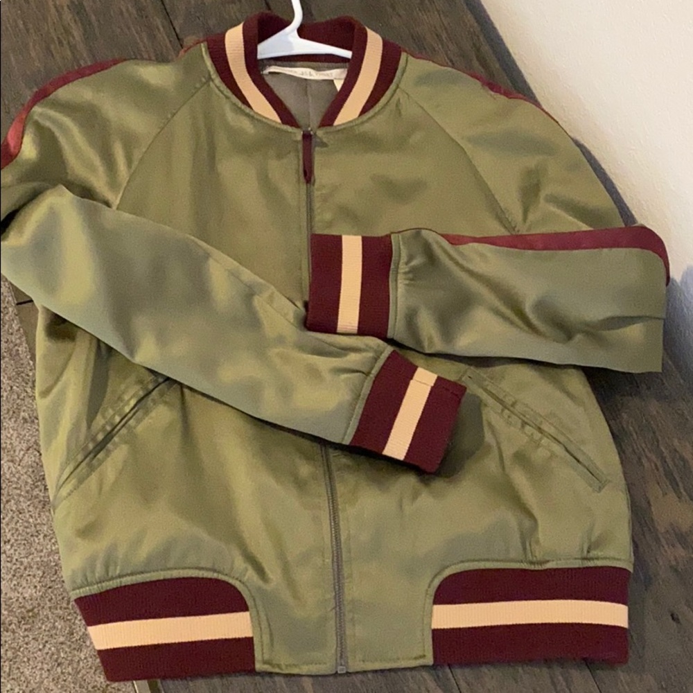 CHELSEA & VIOLET Round Neck Olive Green  Bomber